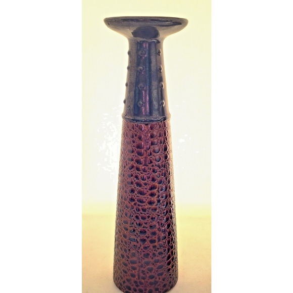 CANDLE HOLDERS-Pillar Candle-Ceramic-Alligator and Metal Look-12" & 10"-Set of 2 - Picture 5 of 11